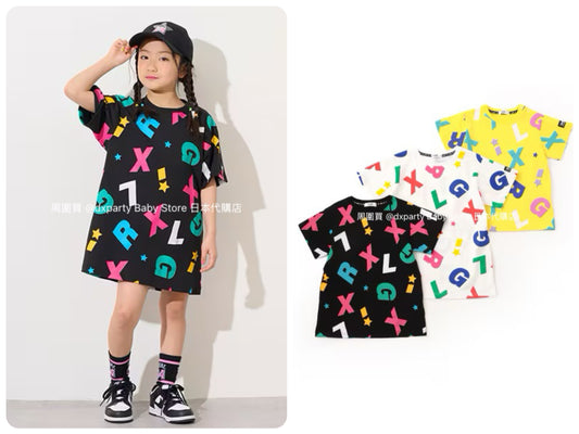 Japanese children's clothing X-girl Stages colorful logo print dress 80-140cm girls summer dresses 