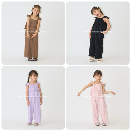 Japanese children's clothing Ly# mine suspenders and loose pants set 100-150cm girls summer TOPS PANTS 