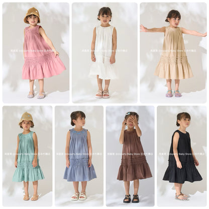 Japanese children's clothing Ly# mine bow vest dress 100-150cm girls summer dresses 