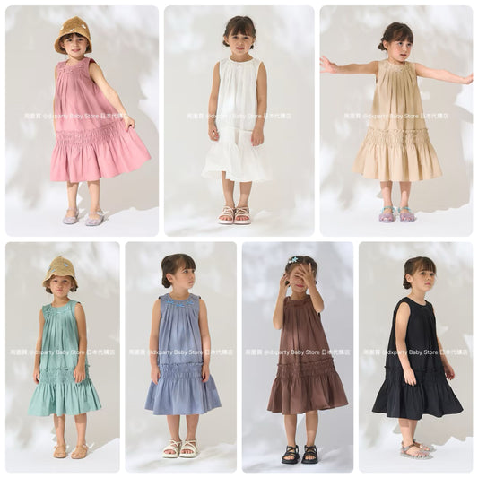 Japanese children's clothing Ly# mine bow vest dress 100-150cm girls summer dresses 