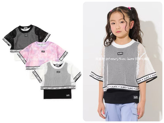Japanese children's clothing X-girl Stages mesh top vest two-piece set 90-140cm girls summer TOPS 