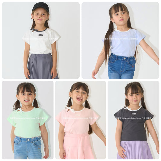 Japanese children's clothing Ly# mine bow top 100-150cm girls summer TOPS 