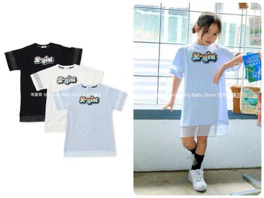 Japanese children's clothing X-girl Stages mesh patchwork dress 80-140cm girls summer dresses 
