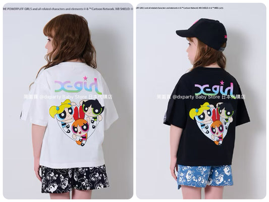 Japanese children's clothing X-girl Stages x Flying Girls printed top 90-140cm girls summer TOPS 