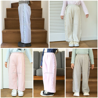 日本童裝 Ly# mine 側荷葉邊寬長褲 100-140cm 女童款 秋季 PANTS