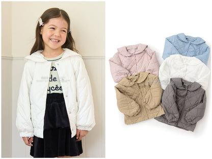 日本童裝 Ly# mine 可拆卸水手領絎縫夾棉外套 100-150cm 女童款 冬季 (適合初秋、香港平均溫度）OUTERWEAR 