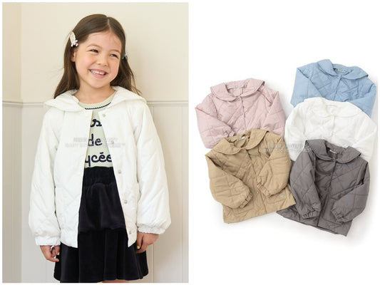 日本童裝 Ly# mine 可拆卸水手領絎縫夾棉外套 100-150cm 女童款 冬季 (適合初秋、香港平均溫度）OUTERWEAR 