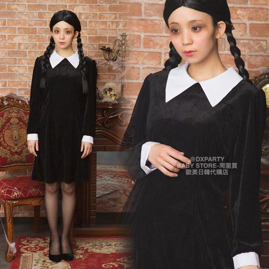 日本直送 Wednesday星期三 Free Size 大人款 萬聖節 Cosplay服裝 Halloween攪鬼特輯 AAA