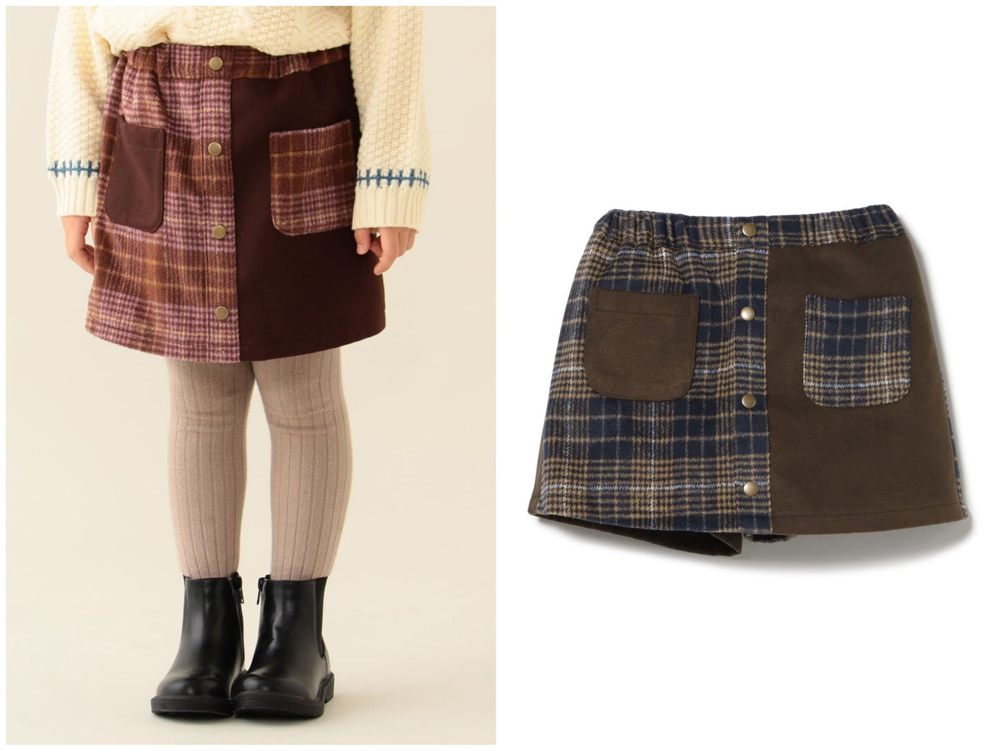 日本童裝 BEAMS mini 毛呢格仔裙褲 90-140cm 女童款 秋冬季 PANTS