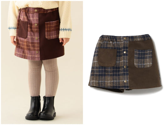 日本童裝 BEAMS mini 毛呢格仔裙褲 90-140cm 女童款 秋冬季 PANTS