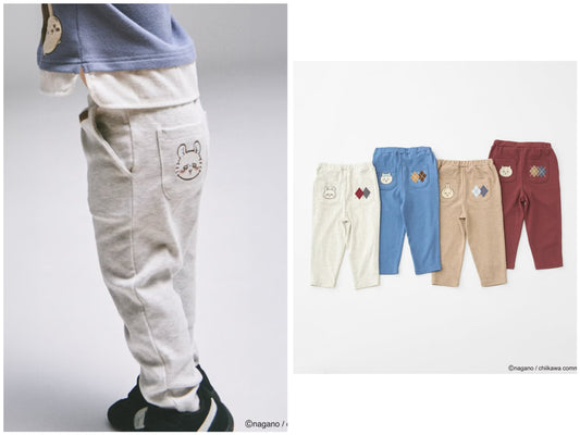 日本童裝 pe#main x【Chiikawa】菱形貼花長褲 80-130cm 男童款/女童款 初生嬰兒 夏季 PANTS