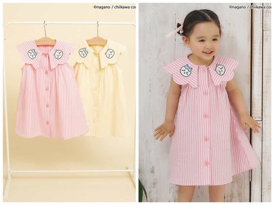 日本童裝 apres les cours x Chiikawa 格仔翻領連衣 80-140cm 女童款 初生嬰兒 夏季 DRESSES