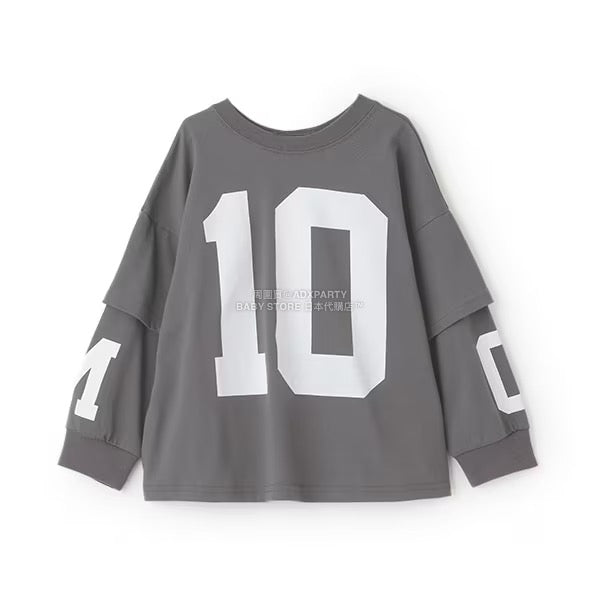 日本童裝 b・R# 吸水速乾 防UV 2Way 前後兩著 印花層疊長袖上衣 110-150cm 男童款 秋季 TOPS