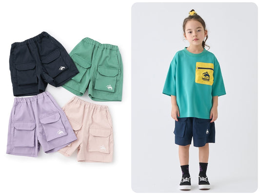Japanese children's clothing mini#ML mountain series pocket shorts 90-140cm boys/girls summer PANTS 