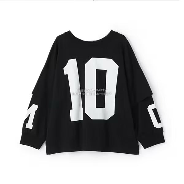 日本童裝 b・R# 吸水速乾 防UV 2Way 前後兩著 印花層疊長袖上衣 110-150cm 男童款 秋季 TOPS