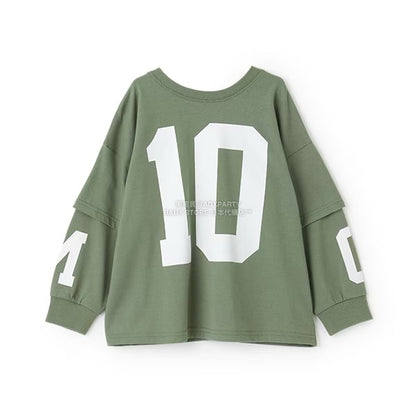 日本童裝 b・R# 吸水速乾 防UV 2Way 前後兩著 印花層疊長袖上衣 110-150cm 男童款 秋季 TOPS