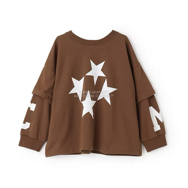 日本童裝 b・R# 吸水速乾 防UV 2Way 前後兩著 印花層疊長袖上衣 110-150cm 男童款 秋季 TOPS