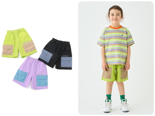Japanese children's clothing mini#ML mountain series work pocket sports shorts 90-140cm boys' summer PANTS 