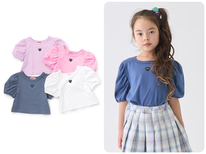 Japanese children's clothing mini #ML anti-fouling series puff sleeve top 90-140cm girls summer TOPS 