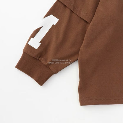 日本童裝 b・R# 吸水速乾 防UV 2Way 前後兩著 印花層疊長袖上衣 110-150cm 男童款 秋季 TOPS