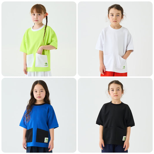 Japanese children's clothing mini#ML waterproof series water-absorbing quick-drying double-pocket top 90-140cm boys'/girls' summer TOPS 
