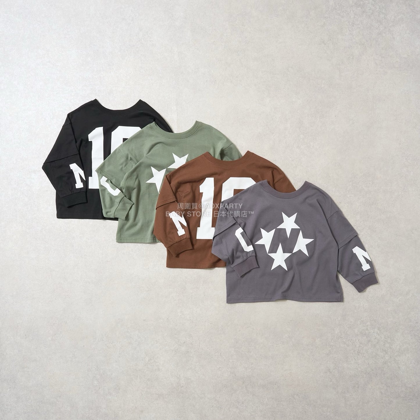 日本童裝 b・R# 吸水速乾 防UV 2Way 前後兩著 印花層疊長袖上衣 110-150cm 男童款 秋季 TOPS