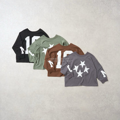 日本童裝 b・R# 吸水速乾 防UV 2Way 前後兩著 印花層疊長袖上衣 110-150cm 男童款 秋季 TOPS