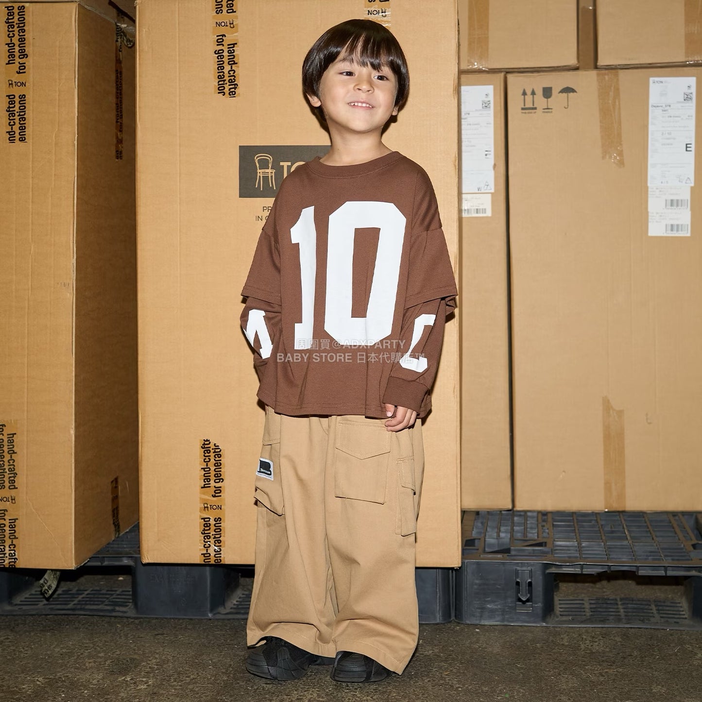 日本童裝 b・R# 吸水速乾 防UV 2Way 前後兩著 印花層疊長袖上衣 110-150cm 男童款 秋季 TOPS