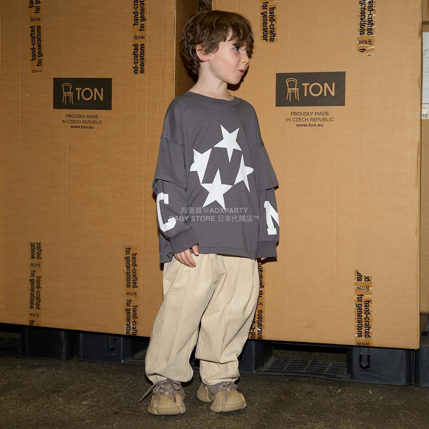 日本童裝 b・R# 吸水速乾 防UV 2Way 前後兩著 印花層疊長袖上衣 110-150cm 男童款 秋季 TOPS