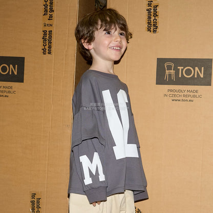 日本童裝 b・R# 吸水速乾 防UV 2Way 前後兩著 印花層疊長袖上衣 110-150cm 男童款 秋季 TOPS