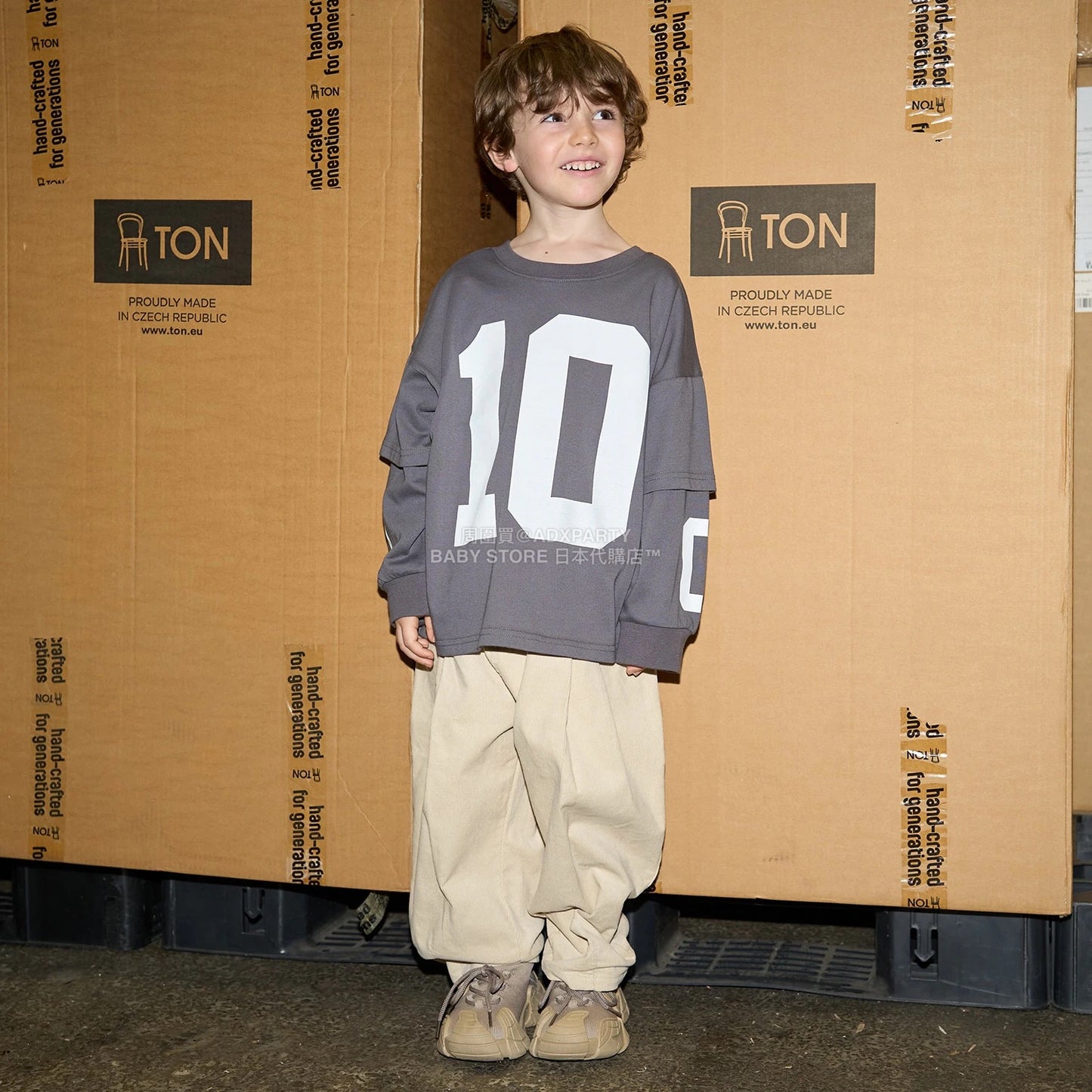 日本童裝 b・R# 吸水速乾 防UV 2Way 前後兩著 印花層疊長袖上衣 110-150cm 男童款 秋季 TOPS