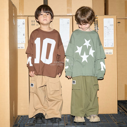 日本童裝 b・R# 吸水速乾 防UV 2Way 前後兩著 印花層疊長袖上衣 110-150cm 男童款 秋季 TOPS