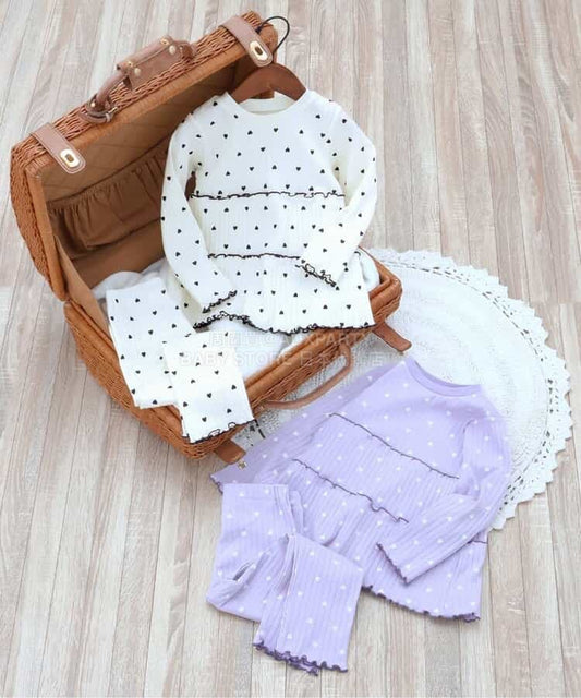 日本童裝 apres les cours 心形圖案兩件套裝 80-140cm 女童款 春季 TOPS PANTS