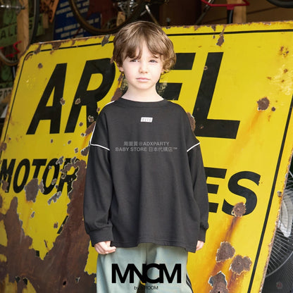 日本童裝 b・R# 吸水速乾 防UV  滾邊長袖上衣 110-150cm 男童款 秋季 TOPS