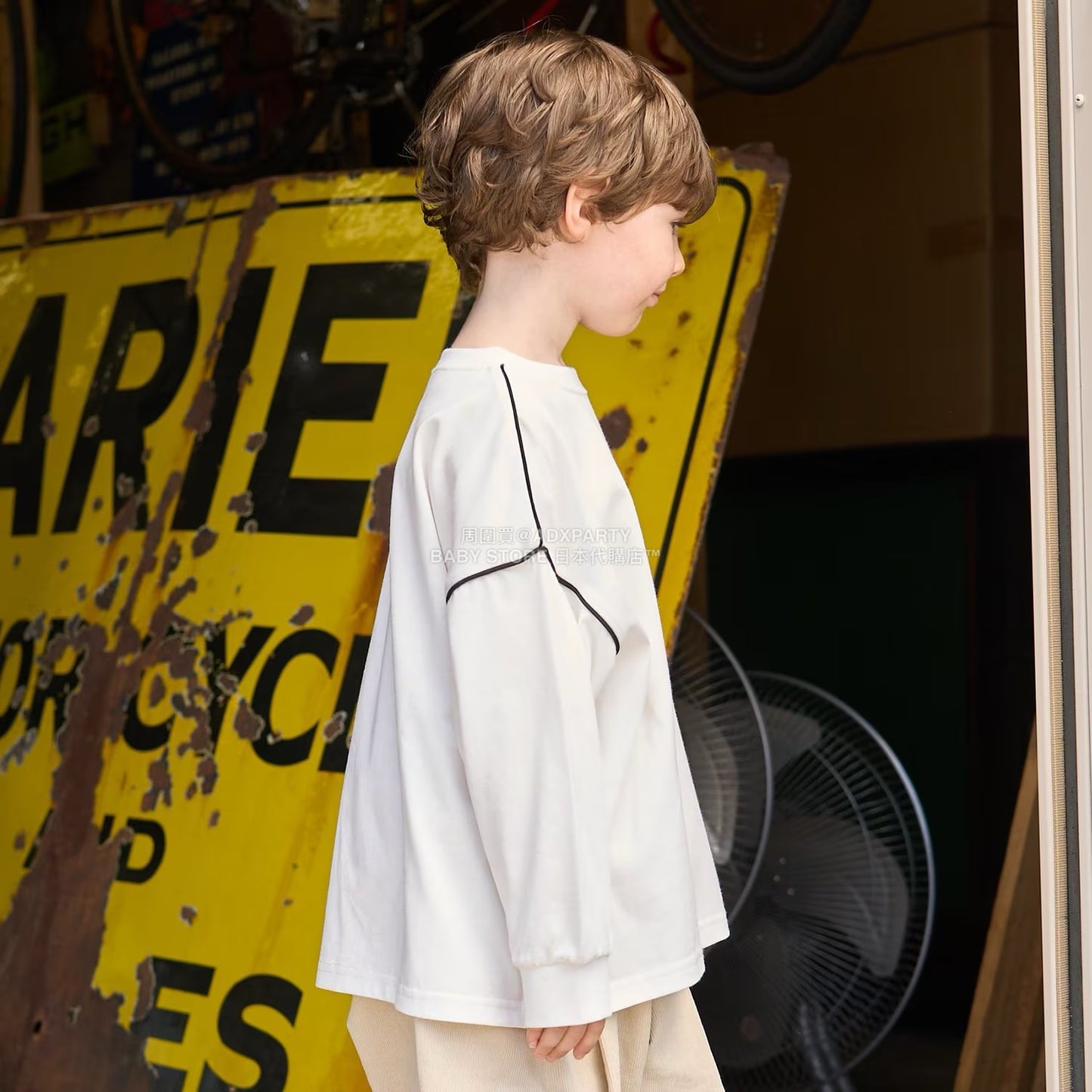 日本童裝 b・R# 吸水速乾 防UV  滾邊長袖上衣 110-150cm 男童款 秋季 TOPS