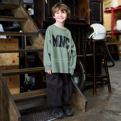 日本童裝 b・R# 吸水速乾 防UV 標誌印花長袖上衣 110-150cm 男童款 秋季 TOPS