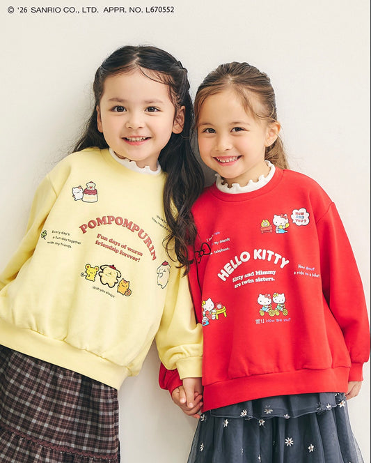 日本童裝 apres les cours x Sanrio 木耳領衛衣 80-140cm 女童款 冬季 TOPS 聖誕紅/新年紅