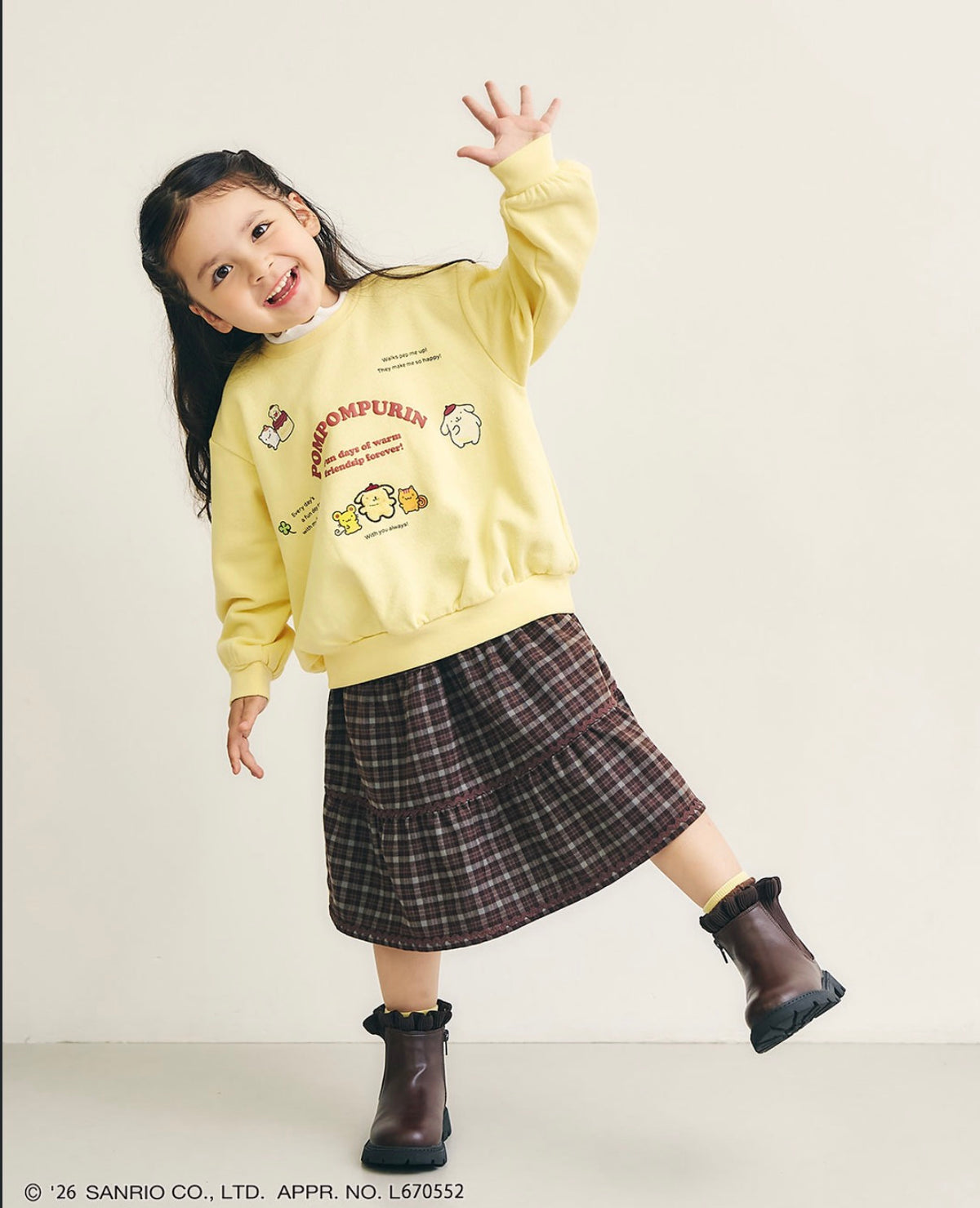 日本童裝 apres les cours x Sanrio 木耳領衛衣 80-140cm 女童款 冬季 TOPS 聖誕紅/新年紅