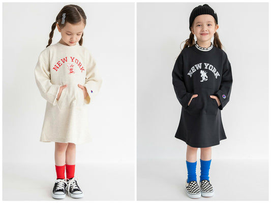 日本童裝 Branshes x Champion 衛衣連身裙 110-160cm 女童款 春季 DRESSES