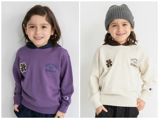 日本童裝 Branshes x Champion 拼色帽衛衣 110-160cm 男童款/女童款 春季 TOPS