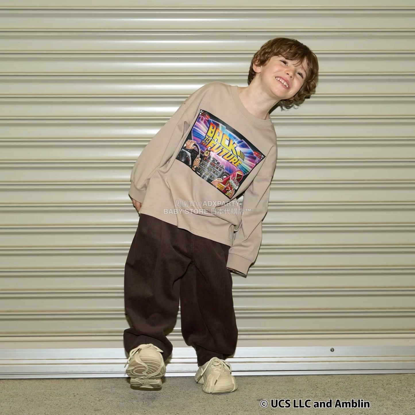 日本童裝 b・R# 吸水速乾 防UV 【BACK TO THE FUTURE 40TH】 印花上衣 110-150cm 男童款 秋季 TOPS