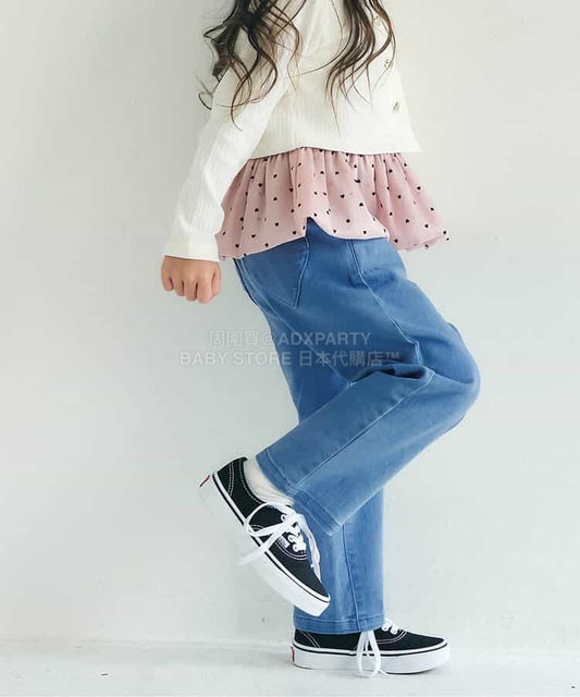 日本童裝 apres les cours 愛心口袋可愛長褲 80-140cm 女童款 春季 PANTS