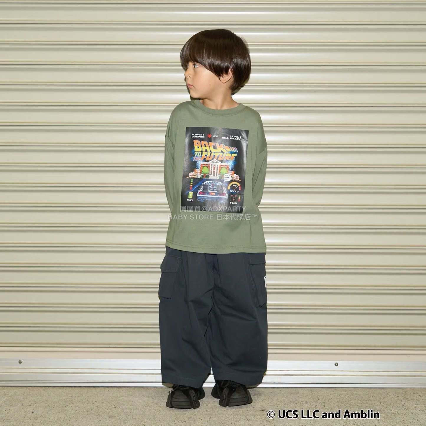 日本童裝 b・R# 吸水速乾 防UV 【BACK TO THE FUTURE 40TH】 印花上衣 110-150cm 男童款 秋季 TOPS