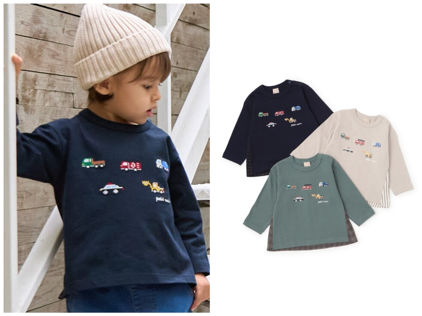 日本童裝 pe#main 車車印花上衣 80-130cm 男童款 秋季 TOPS