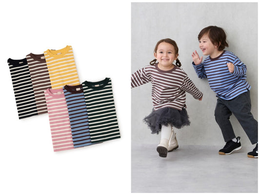 日本童裝 pe#main 食品防污 間條上衣 80-130cm 男童款 秋季 TOPS