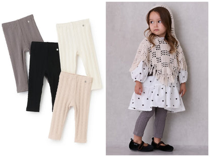 日本童裝 pe#main [乳木果油處理]提花緊身褲 80-130cm 女童款 秋季 PANTS