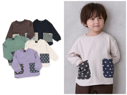 日本童裝 pe#main [有機棉] 口袋長袖上衣 80-130cm 男童款 秋季 TOPS