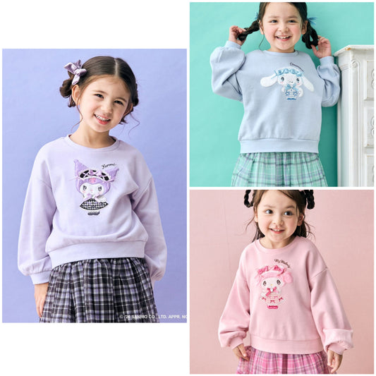 日本童裝 ANY#26 x Sanrio 毛毛貼布印花衛衣 100-150cm 女童款 秋季 TOPS