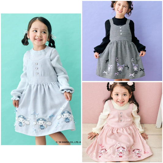 日本童裝 ANY#26 x Sanrio 吊帶格仔裙 110-140cm 女童款 秋季 DRESSES