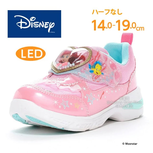 日本直送 moonstar x Disney 抗菌防臭 LED 運動鞋 健康機能兒童鞋 14-19cm 女童款 鞋系列